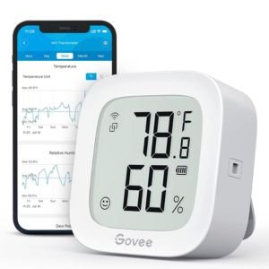 WiFi Thermometer Hygrometer H5103, Indoor Bluetooth Temperature Humidity Sensor with Electronic Ink Display