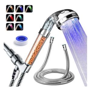 LED Shower Head with Hose and Shower Arm Bracket